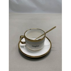 HegAxi Elegant White and Gold Glass Coffee Mug – Stylish and Heat-Resistant for Hot and Cold Beverages